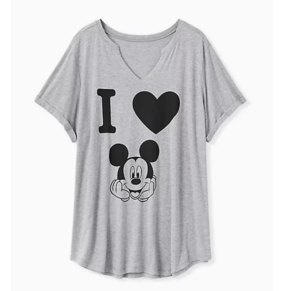 NWT DISNEY MICKEY MOUSE HEART GREY JERSEY TOP - Picture 4 of 5